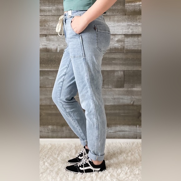 judy blue high waist vintage light wash double cuff joggers JB88691REG LT - Picture 7 of 12